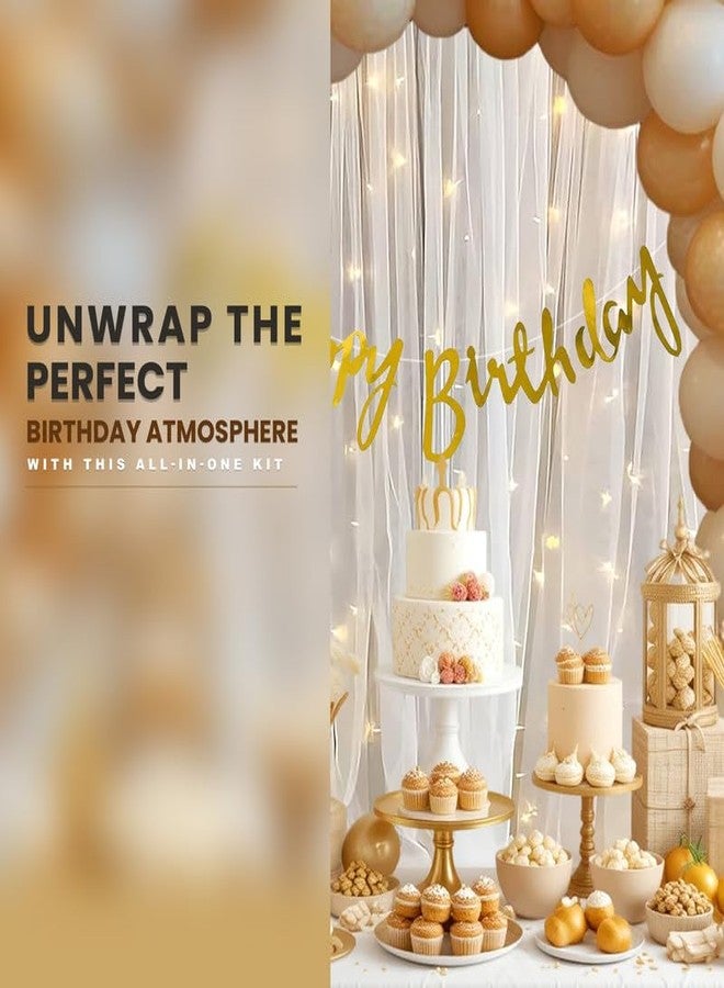 Selibration مجموعة زينة عيد ميلاد (109 قطعة) بالونات ولافتة باللونين البيج والأبيض، مجموعة متكاملة لعيد ميلاد الأطفال والزوج والزوجة للاحتفال بحفلة ذات طابع خاص - Image 2